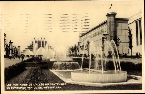 Ak Bruxelles Brüssel, Weltausstellung 1935, Fontaines de l'Allee du Centenaire