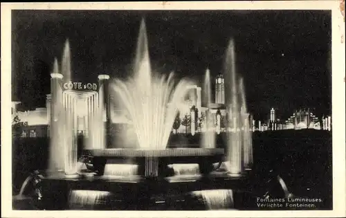 Ak Bruxelles Brüssel, Weltausstellung 1935, Fontaines Lumineuses