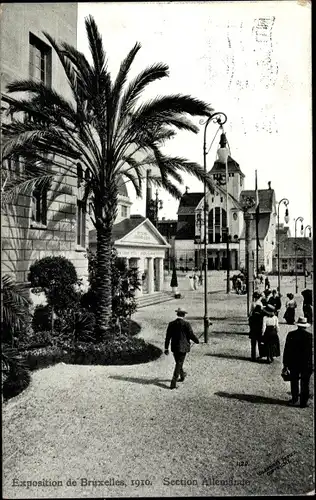 Ak Bruxelles Brüssel, Weltausstellung 1910, Section Allemande, Besucher