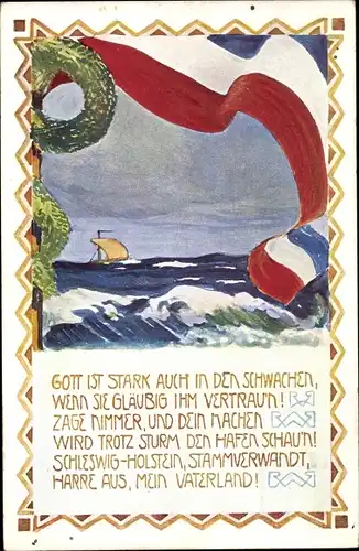 Künstler Ak Schleswig-Holstein, Gedicht, Segelboot