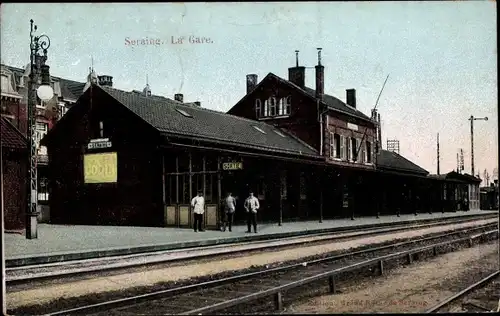 Ak Seraing Wallonien Lüttich, La Gare, Bahnhof, Gleisseite
