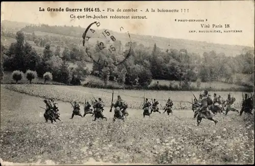 Ak Fin de combat, a la baionnette, Französische Soldaten, I WK