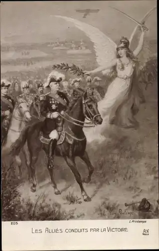 Künstler Ak Printemps, L., Les Allies conduits par la Victoire