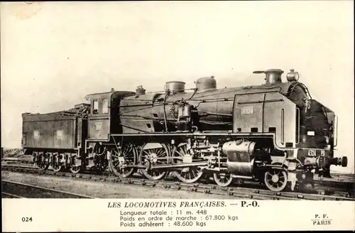 Ak Les Locomotives Francaises, P. O., Machine 4324, Französische Eisenbahn