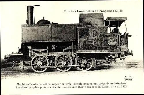 Ak Französische Eisenbahn, Nord, Dampflok, Tender 453