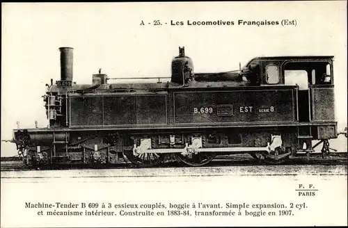 Ak Französische Eisenbahn, Est, Dampflok, Tender B 699