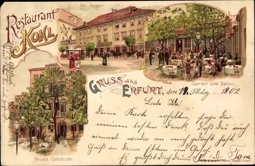 Litho Erfurt in Thüringen, Restaurant Kohl, Garten, Salon, am Anger