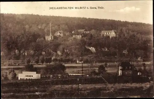 Ak Milbitz Gera in Thüringen, Blick zu den Heilanstalten