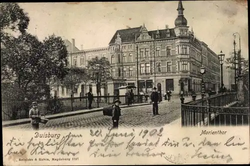 Ak Duisburg im Ruhrgebiet, Marientor, Brückenpartie