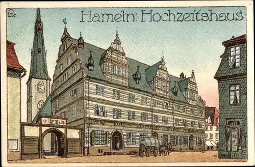 Steindruck Ak Hameln in Niedersachsen, Hochzeitshaus