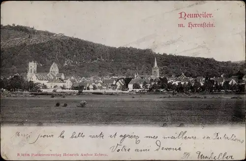 Ak Neuwiller lès Saverne Neuweiler Elsass Bas Rhin, Blick auf den Ort mit Herrnstein