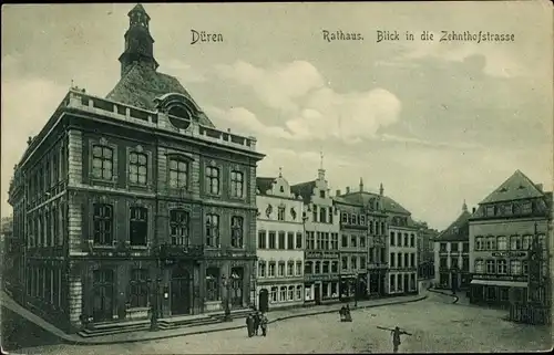 Ak Düren im Rheinland, Marktplatz, Rathaus, Zehnthofstraße