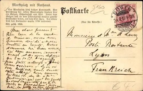 Ak Düren im Rheinland, Marktplatz, Rathaus, Zehnthofstraße