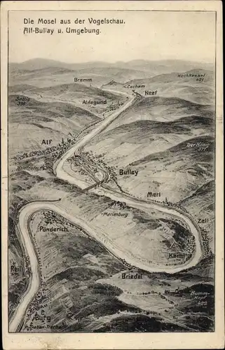 Landkarten Ak Bullay an der Mosel, Umgebung