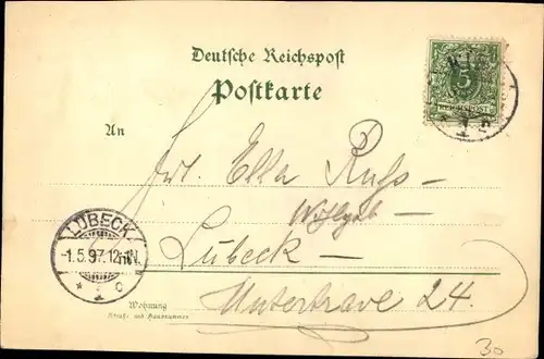 Litho Kiel in Schleswig Holstein, Wiener Cafe, Stadtansicht