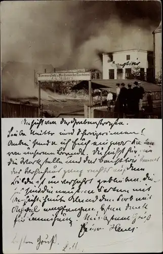 Foto Ak Bremerhaven, Brand der mechanischen Tischlerei J. G. Möhius