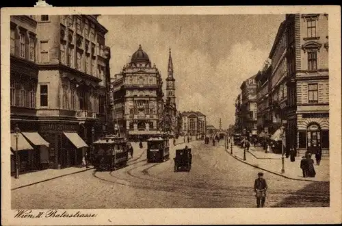 Ak Wien Leopoldstadt, Blick in die Praterstraße, Straßenbahn