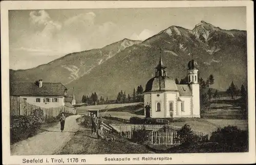 Ak Seefeld in Tirol, Seekapelle mit Reitherspitze