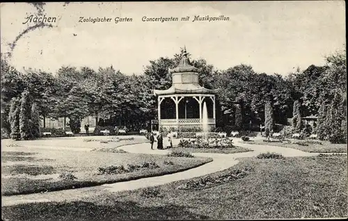 Ak Aachen in Nordrhein Westfalen, Zoo, Konzertgarten mit Musikpavillon