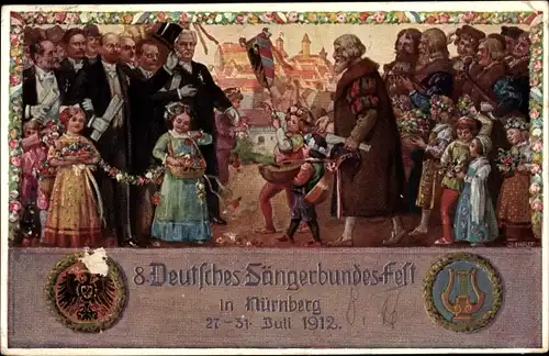 Ganzsachen Künstler Ak Durst, J., Nürnberg in Mittelfranken, 8. Dt. Sängerbundesfest 1912