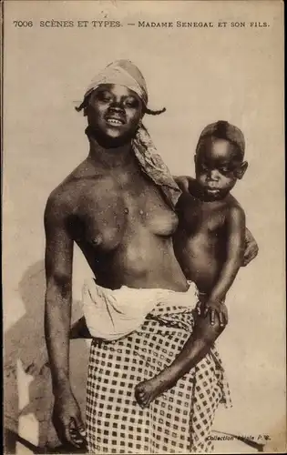 Ak Scenes et Types, Madame Senegal et son Fils