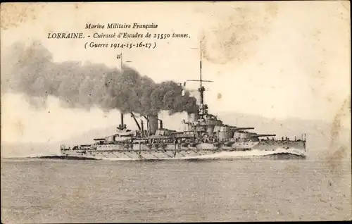 Ak Französisches Kriegsschiff, Lorraine, Cuirasse d'Escadre