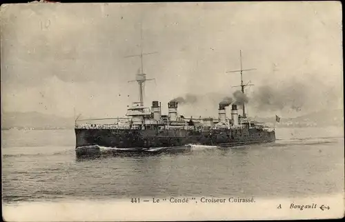 Ak Französisches Kriegsschiff, Croiseur Cuirasse Le Condé