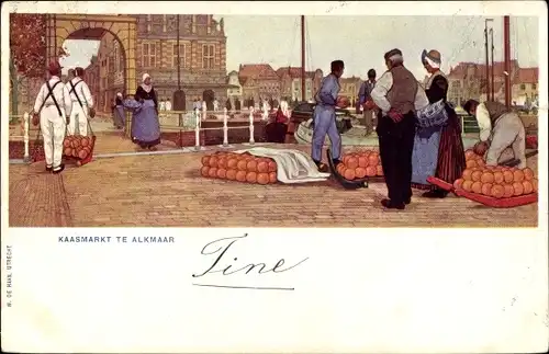 Künstler Ak Alkmaar Nordholland Niederlande, Kaasmarkt, Käsemarkt