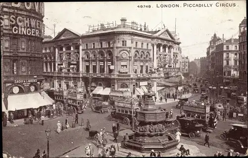 Ak West End London City England, Piccadilly Circus, Autos