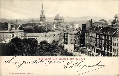 Ak Aachen in Nordrhein Westfalen, Burtscheid von Aachen aus gesehen, Panorama