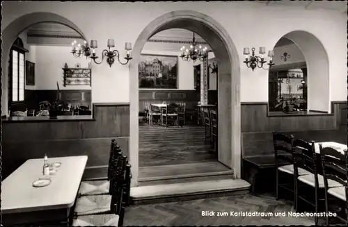 Ak Düsseldorf am Rhein, Restaurant Brauerei zum Schiffchen, Blick zum Karlstadtraum, Napoleonstube