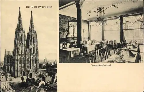 Ak Köln am Rhein, Weinrestaurant, Grand Hotel Belfischer Hof, Bierstall, Kölner Dom