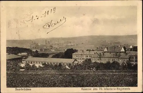 Ak Saarbrücken im Saarland, Kaserne des 70. Infanterie-Regiments