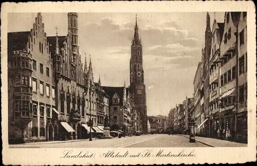 Ak Landshut in Niederbayern, Altstadt mit St. Martinskirche