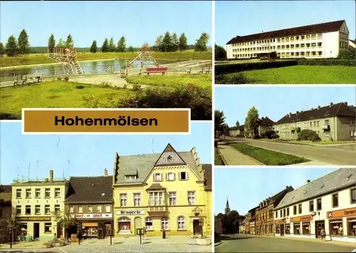 Ak Hohenmölsen im Burgenlandkreis, Ernst Thälmann Straße, Freibad, Markt, Karl Marx Straße