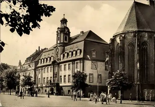 Ak Weißenfels an der Saale, Rathaus, Kirche, Straßenszene