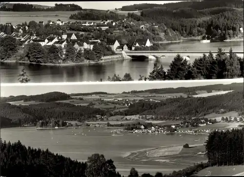 Ak Saalburg in Thüringen, Saale, Brücke, Ortsansicht, Bleiloch-Saaletalsperre