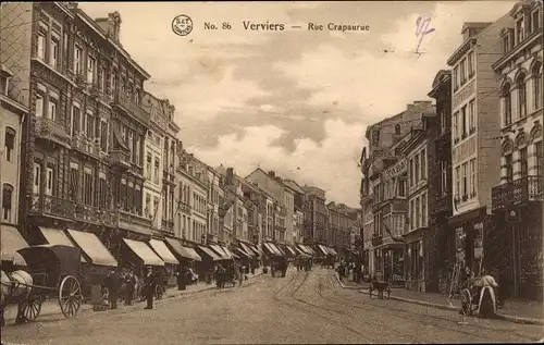 Ak Verviers Wallonien Lüttich, Rue Crapaurue, Geschäfte