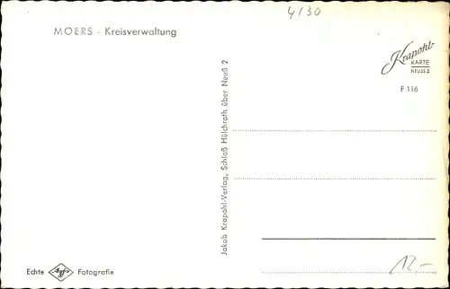 Ak Moers am Niederrhein, Kreisverwaltung