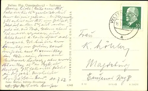 Ak Velten in der Mark, Rathaus