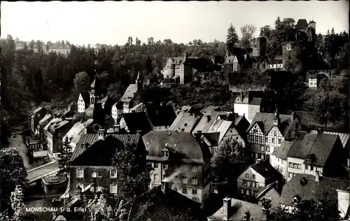 Ak Monschau Montjoie in der Eifel, Teilansicht mit Burg