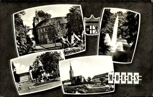 Ak Moers am Niederrhein, Kirche, Denkmal, Park