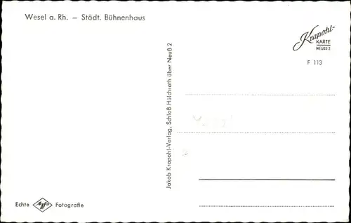 Ak Wesel am Niederrhein, Städtisches Bühnenhaus