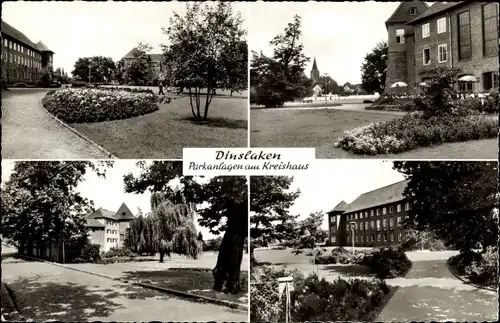 Ak Dinslaken am Niederrhein, Parkanlagen am Kreishaus