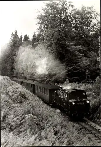 Ak Schmalspurbahn Putbus Göhren, Personenzug am Fuß der Granitz, kurz vor dem Jagdschloss 1971