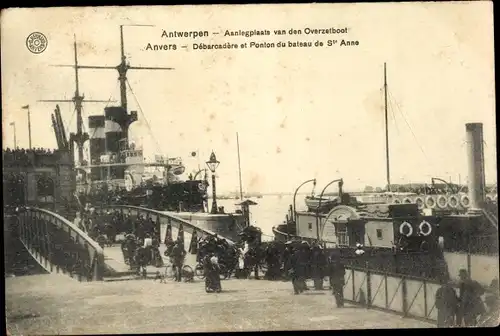 Ak Antwerpen Anvers Flandern, Debarcadere et Ponton du bateau de Ste Anne, Anleger