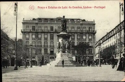Ak Lissabon Portugal, Praca e Estatua de Luiz de Camoes, Denkmal