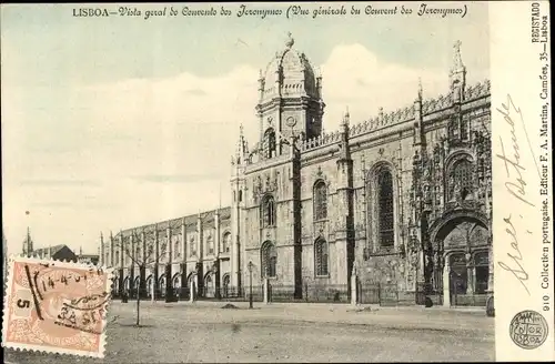 Ak Lisboa Lissabon Portugal, vista geral do Convento dos Jeronymos, Kirche