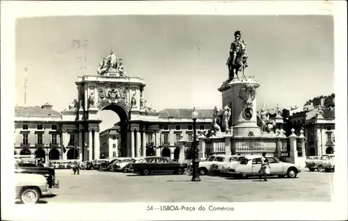 Ak Lisboa Lissabon Portugal, Praca do Comercio, Denkmal, Torbogen
