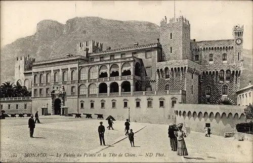 Ak Monaco, Le Palais du Prince et la Tete de Chien, Passanten